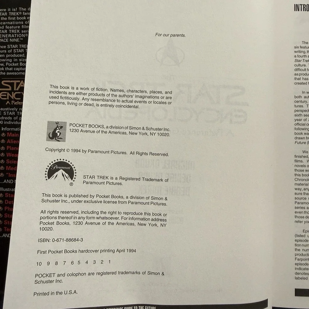 Star Trek Encyclopedia A Reference Guide to the Future by Michael Okuda